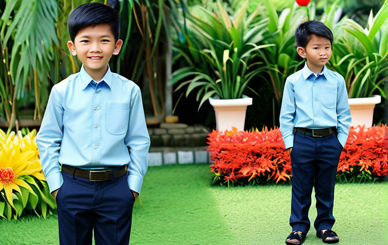 아동용 파티웨어 브랜드 - Modern Party Dress at a Birthday Party**

"A young child at a birthday party in Vietnam, wearing a m...